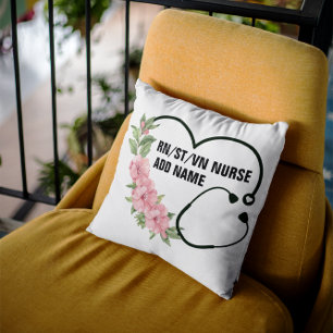 Coussin Nom de l'infirmière étudiante-inscrite-vétéran