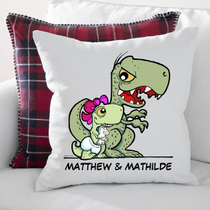 Coussin Nom de petite sœur T-Rex dinosaure mignon