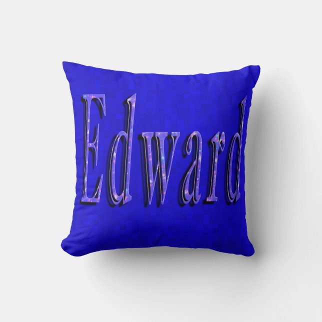 Coussin Nom D'Edouard Logo Sur La Mosaïque Bleue, (Recto)