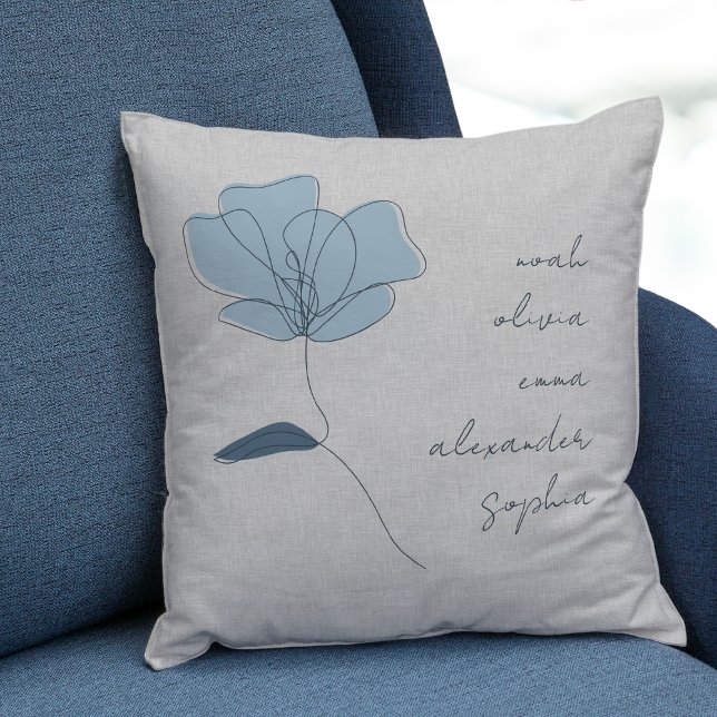 Coussin Nom des petits-enfants personnalisés Script floral (Personalize with 1-6 names.)