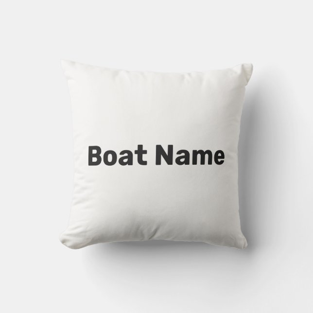 Coussin Nom du bateau Modèle de texte blanc et noir (Recto)