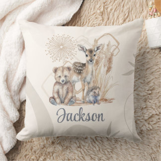 Coussin Nom du bébé customisé Boho Ours Cerf Sexe Neutre