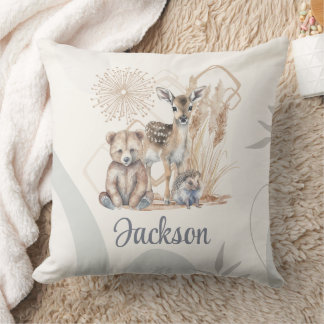 Coussin Nom du bébé customisé Boho Ours Cerf Sexe Neutre