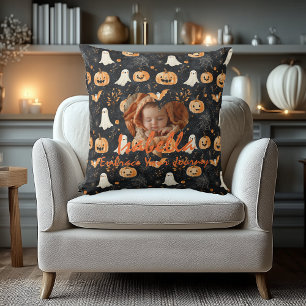 Coussin Nom du bébé personnalisé Halloween et citation mot