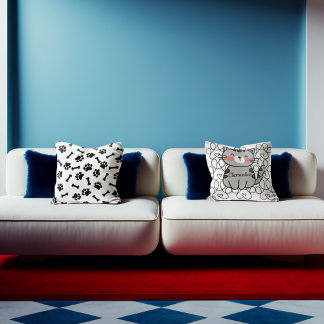 Coussin Nom du chat avec pattes de chat