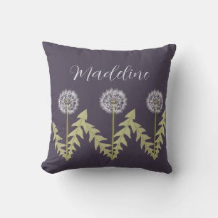 Coussin Nom du dandelion mignon violet
