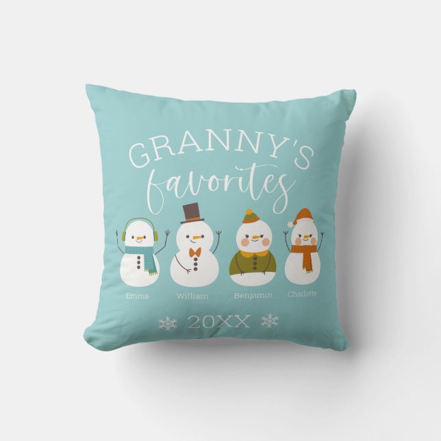 Coussin Nom du membre de famille Custom Snowman (Recto)
