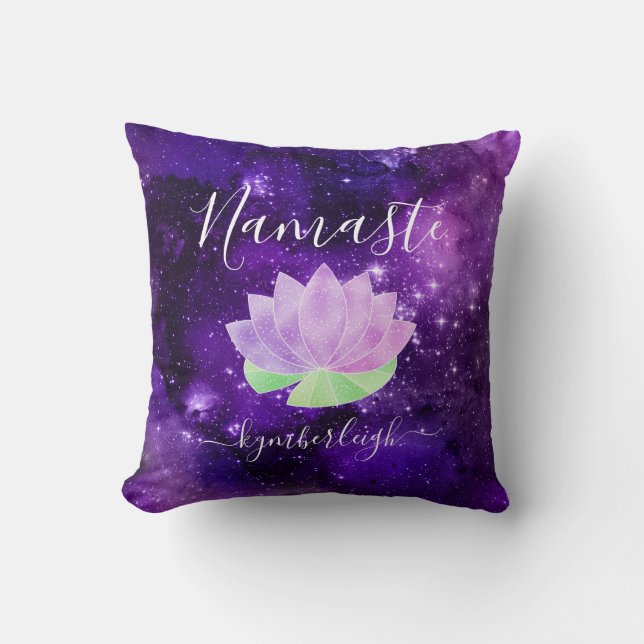 Coussin Nom du monogramme de lotus lotus violet cosmique N (Recto)