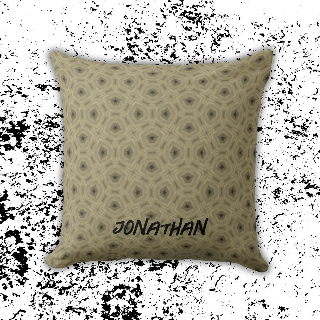 Coussin Nom du monogramme motif noir et beige | (Créateur téléchargé)