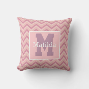 Coussin Nom du monogramme personnalisé Mauve Purple Pink C