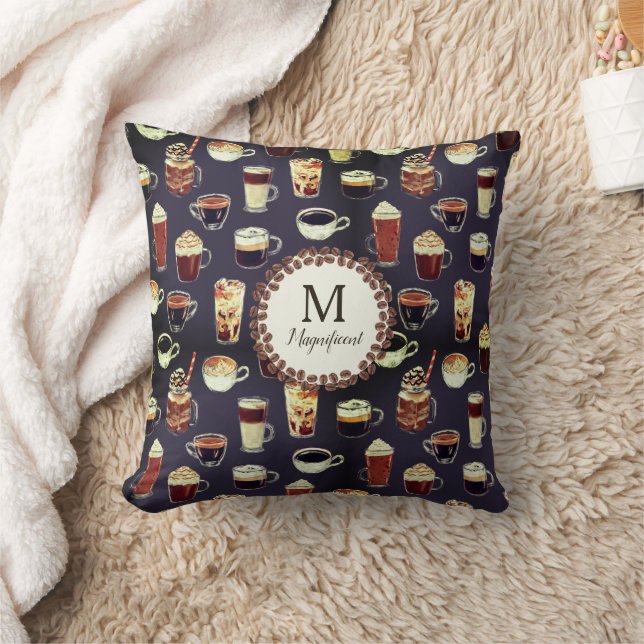 Coussin Nom du monogramme Venti Louveur de café (Couverture)