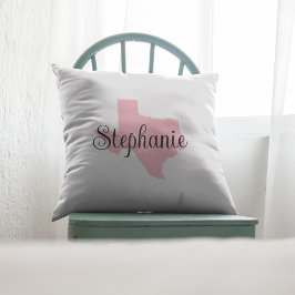 Coussin Nom du script curé Pink Texas