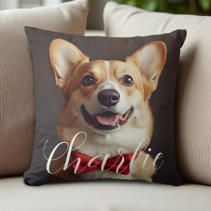 Coussin Nom du script photo personnalisé pour animal de co