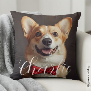 Coussin Nom du script photo personnalisé pour animal de co