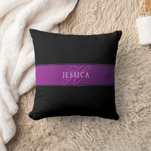 Coussin Nom élégant & initiale/s monogrammée/s