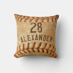 Coussin Nom et numéro personnalisés White Baseball Sports