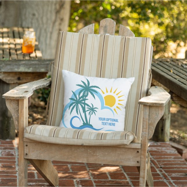 Coussin Nom et texte personnalisés Îles tropicales (Chaise)
