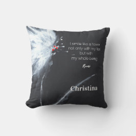 Coussin Nom floral noir minimaliste Jeu d'oreiller