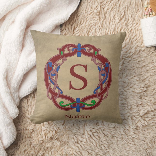Coussin Nom Initial Monogramme Design Celtique Personnalis (Couverture)