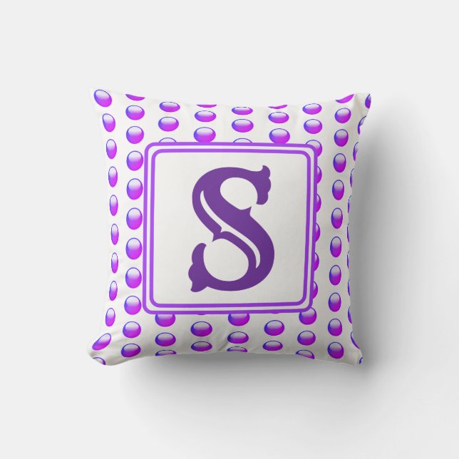 Coussin Nom initial Vivivid Purple Polka Dot Monogramme (Recto)
