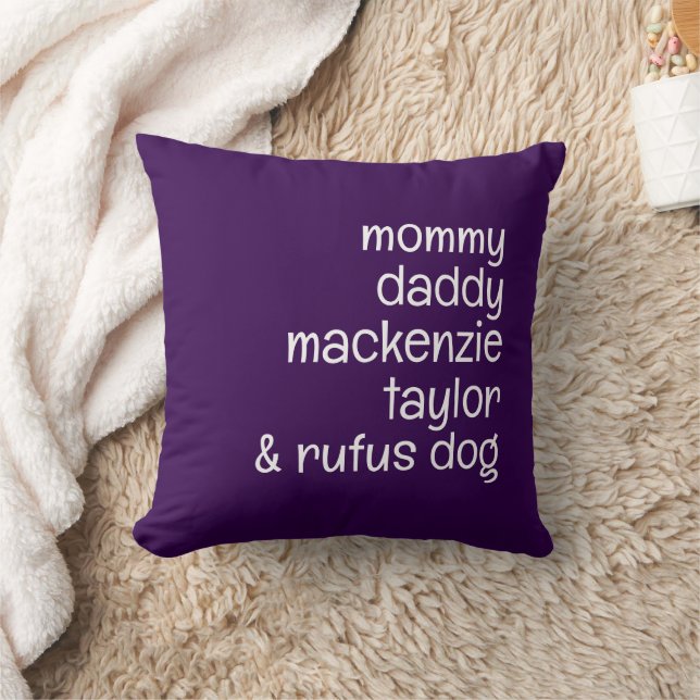 Coussin Nom Modèle Photo de famille personnalisée (Couverture)