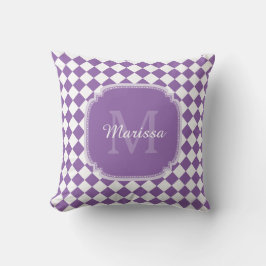 Coussin Nom monogrammé à la mode violet clair