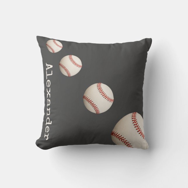 Coussin Nom monogramme baseball bleu sports salle de bain  (Recto)