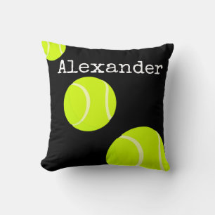 Coussin Nom monogramme Tennis Ball Noir