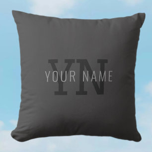 Coussin Nom monographique moderne gris foncé (ou autre tex