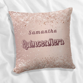 Coussin Nom or rose Quinceanera