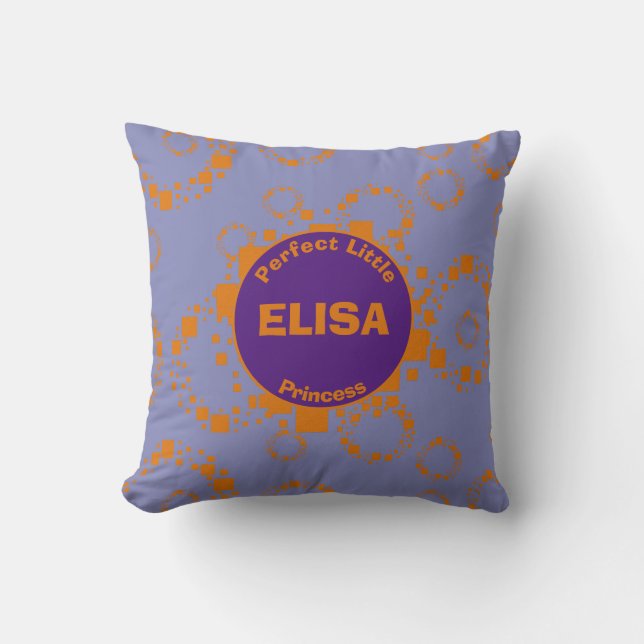 Coussin Nom Orange Purple Circle Carrés Joli Motif (Recto)