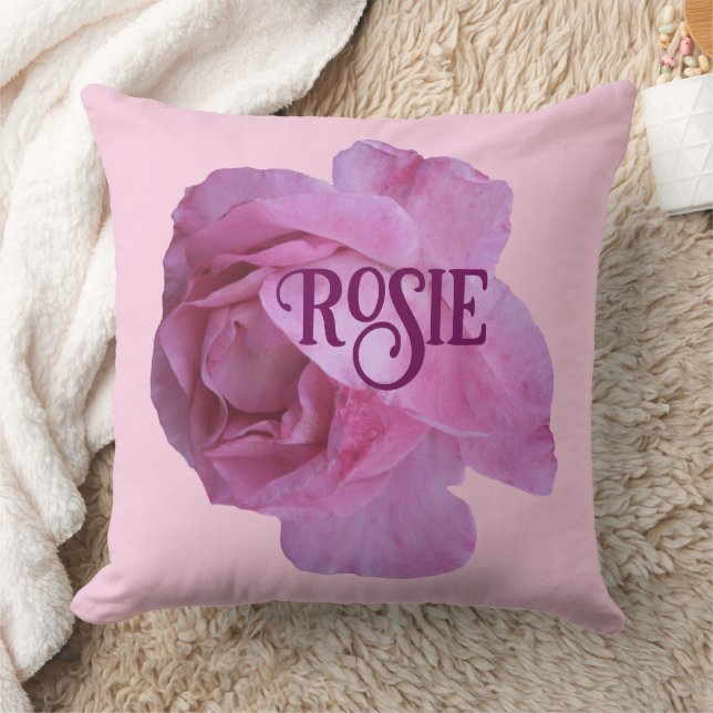 Coussin Nom personnalisable Rosie joli rose rose rose flor (Couverture)