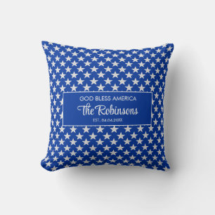 Coussin Nom personnalisé 4 juillet Motif bleu Patriotique