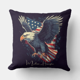 Coussin Nom personnalisé Aigle américaine