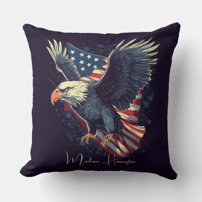 Coussin Nom personnalisé Aigle américaine (Recto)