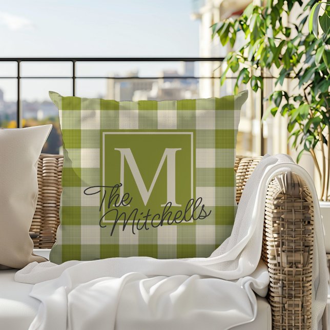 Coussin Nom personnalisé Automne saison verte En vichy Mot (Créateur téléchargé)