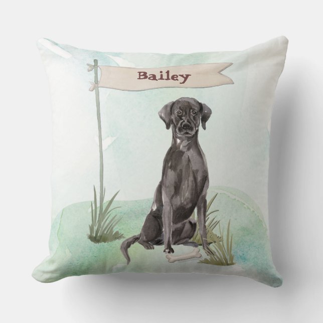 Coussin Nom personnalisé Black Lab Pet Dog (Recto)