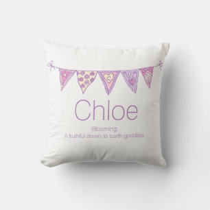 Coussin Nom personnalisé bunple violet personnalisé