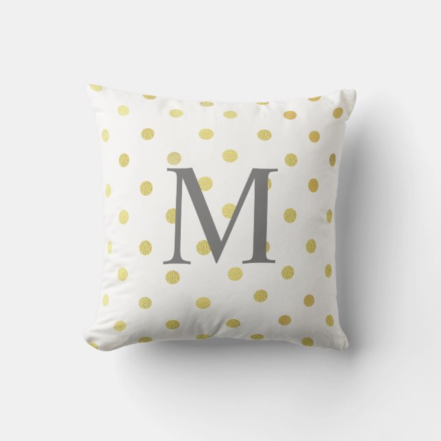 Coussin Nom personnalisé Chic Faux Feuille de métal doré P (Recto)