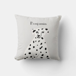 Coussin Nom personnalisé Chien dalmate Art Abstrait Gris