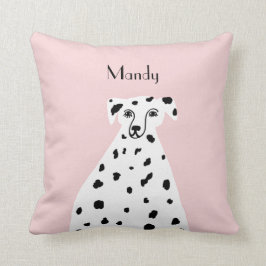 Coussin Nom personnalisé Chien dalmate Art Abstrait Rose