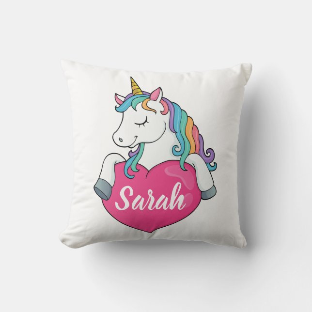 Coussin Nom personnalisé Cute Unicorn  (Recto)