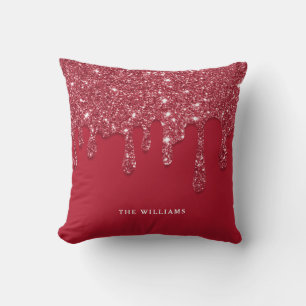 Coussin Nom personnalisé de la Parties scintillant rouge