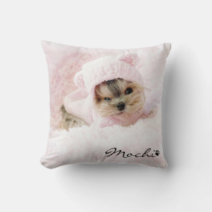 Coussin Nom personnalisé de l'Empreinte de patte Amoureux