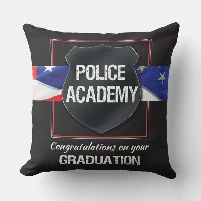 Coussin Nom personnalisé, diplôme de l'académie de police (Recto)