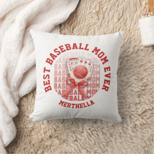 Coussin Nom personnalisé élégant de la MOM BASEBALL