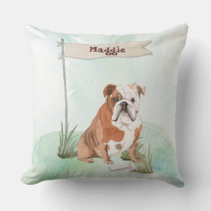 Coussin Nom personnalisé English Bulldog Chien de compagni