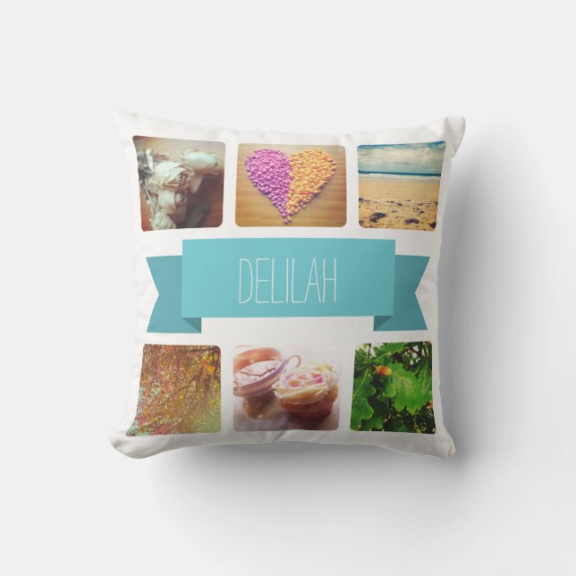 Coussin Nom personnalisé et Instagram photo (Recto)