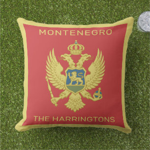 Coussin Nom personnalisé et texte Monténégro Indicateur
