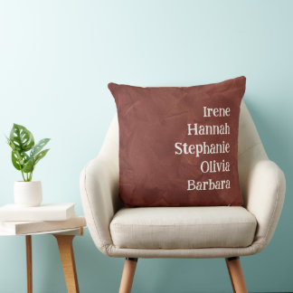 Coussin Nom personnalisé Famille Amis Brown Foyer